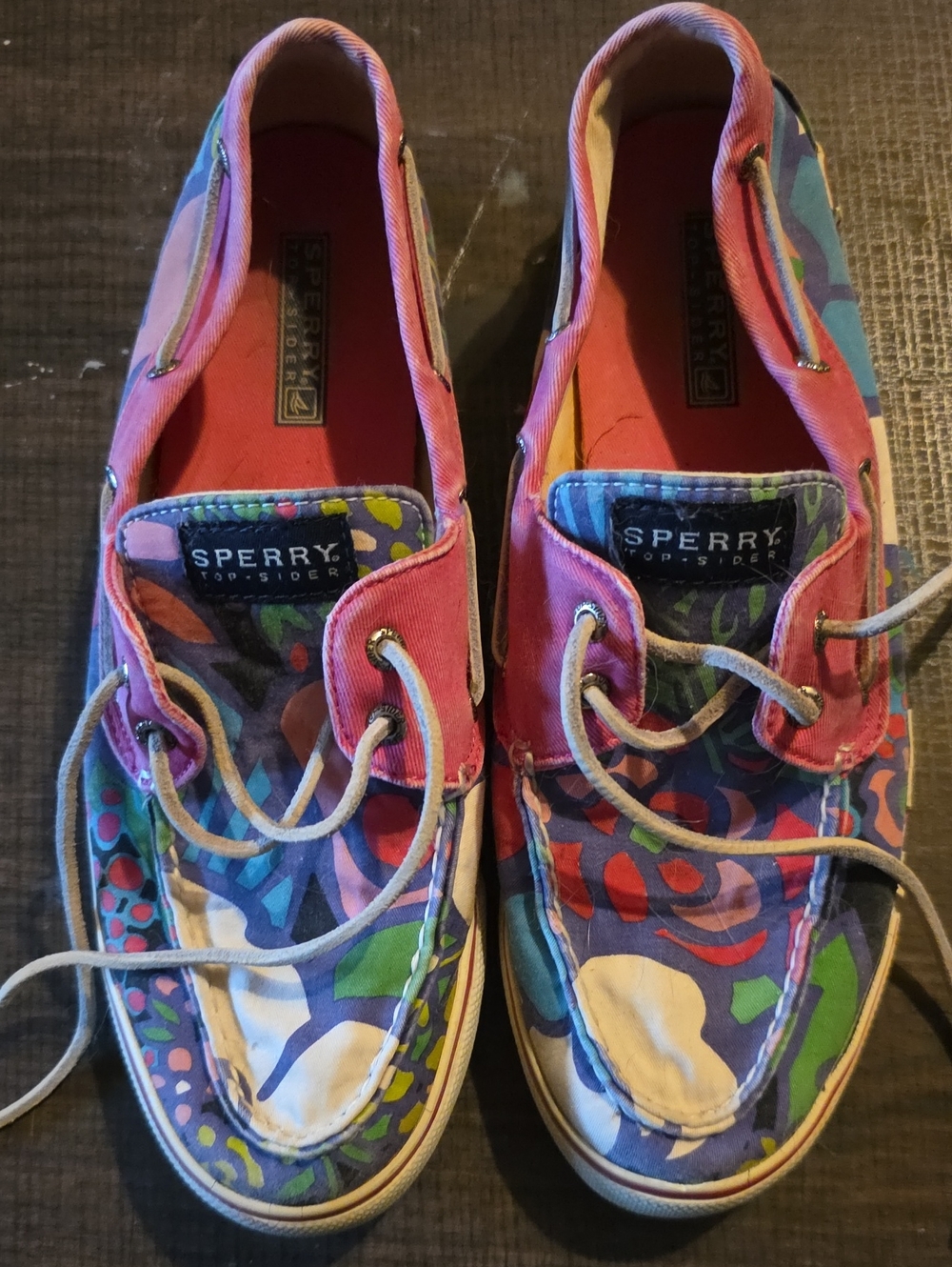 Sperry Women’s Multicolor Floral Canvas Boat Shoes with Pink Trim